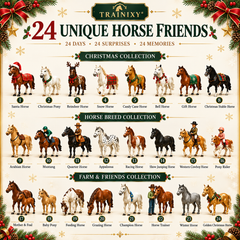 24-Day Holiday Horse Advent Calendar – Collectible Horse Figures Gift for Kids & Horse Lovers