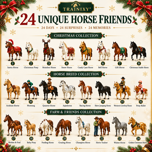 24-Day Holiday Horse Advent Calendar – Collectible Horse Figures Gift for Kids & Horse Lovers