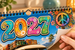 2027 Hippie Boho Wall Calendar – Retro Road Trip & Van Life Aesthetic