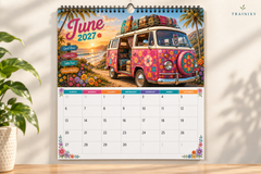 2027 Hippie Boho Wall Calendar – Retro Road Trip & Van Life Aesthetic