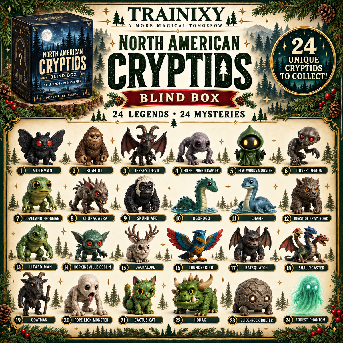 North American Cryptids Mystery Blind Box – Collectible Folklore Mini Figures